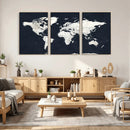 Black World Map Wall Art Canvas Print for Home Office and by MyGreatCanvas | Canvas Wall Art Prints | Photo Prints & Wall Decor