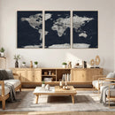 Colorful Watercolor World Map Canvas Print – Vibrant Framed