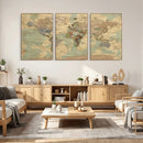 Vintage World Map Wall Art | Ready to Hang and Framed
