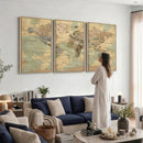 Vintage World Map Wall Art | Ready to Hang and Framed