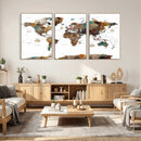 Watercolor World Map Canvas Print – Detailed Map of the
