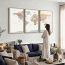 Pastel Colors World Map Wall Art Canvas Print