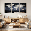 Vintage World Map Canvas Wall Art – Antique Triptych Map