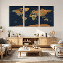 Modern World Map Canvas Print – Framed Detailed Map of the by MyGreatCanvas | Canvas Wall Art Prints | Photo Prints & Wall Decor