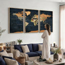 Vintage World Map Canvas Wall Art – Detailed Map with