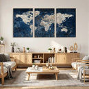 Large Blue World Map Wall Art Canvas Print for Home Office by MyGreatCanvas | Canvas Wall Art Prints | Photo Prints & Wall Decor