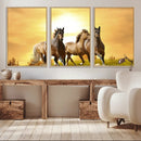 Wild Horses Wall Art Canvas Print – Framed Galloping Herd