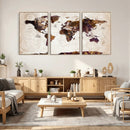 Blue Watercolor World Map Canvas Print – Framed Modern Wall