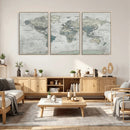 Neutral Vintage World Map Canvas Wall Art Print, Classic Map