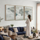 Neutral Vintage World Map Canvas Wall Art Print, Classic Map