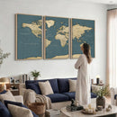 Minimal Vintage World Map Canvas Wall Art Print, Neutral