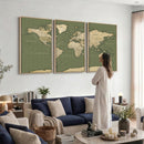 Vintage World Map Canvas Wall Art Print, Classic Global Map