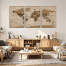World Map Canvas Wall Art Print, Detailed Global Map Artwork