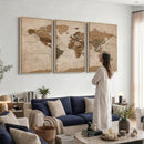 World Map Canvas Wall Art Print, Detailed Global Map Artwork