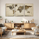 Vintage World Map Canvas Wall Art – Framed Travel Map for by MyGreatCanvas | Canvas Wall Art Prints | Photo Prints & Wall Decor