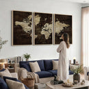 Blue World Map Canvas Wall Art – Framed Modern Travel Map