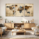 World Map Wall Art – Rustic Earth Tone Canvas Print, Antique by MyGreatCanvas | Canvas Wall Art Prints | Photo Prints & Wall Decor