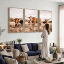 Texas Longhorn Cattle Wall Art Canvas Print, Sepia Western