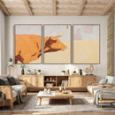 Minimal Longhorn Bull Wall Art Canvas Print, Neutral Western by MyGreatCanvas | Canvas Wall Art Prints | Photo Prints & Wall Decor