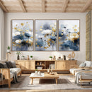 Large Abstract Flowers Wall Art Canvas Print – Gold and Blue by MyGreatCanvas | Canvas Wall Art Prints | Photo Prints & Wall Decor