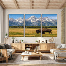 Bison in Mountain Landscape Wall Art Canvas Print – Western by MyGreatCanvas | Canvas Wall Art Prints | Photo Prints & Wall Decor