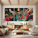 Colorful Japanese Landscape Print: Maximalist Panoramic Wall by MyGreatCanvas | Canvas Wall Art Prints | Photo Prints & Wall Decor