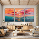 Bold Palette Knife Ocean Sunset Canvas — Orange Pink Teal by MyGreatCanvas | Canvas Wall Art Prints | Photo Prints & Wall Decor