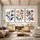 Watercolor Botanical Canvas Wall Art Set, Navy Terracotta by MyGreatCanvas | Canvas Wall Art Prints | Photo Prints & Wall Decor
