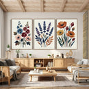 Watercolor Botanical Canvas Wall Art Set, Navy Terracotta by MyGreatCanvas | Canvas Wall Art Prints | Photo Prints & Wall Decor