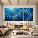 School of Fish Canvas Print | Blue Ocean Underwater Wall Art by MyGreatCanvas | Canvas Wall Art Prints | Photo Prints & Wall Decor