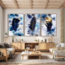 Feather Canvas Wall Art Navy Blue Gold Watercolor Abstract by MyGreatCanvas | Canvas Wall Art Prints | Photo Prints & Wall Decor