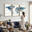 Watercolor World Map Canvas Wall Art Print – Abstract