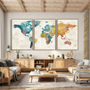 Watercolor World Map Canvas Wall Art Print – Abstract by MyGreatCanvas | Canvas Wall Art Prints | Photo Prints & Wall Decor