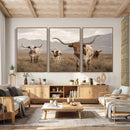 Rustic Texas Longhorn Cow Canvas Wall Art Print, Rustic Farm Animal Photography Print, Farmhouse Country Decor, Western Ranch Art