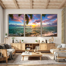 Hawaii Beach Sunset Canvas Wall Art Print, Tropical Ocean Landscape Artwork, Palm Tree Coastal Decor for Living Room Bedroom by MyGreatCanvas | Canvas Wall Art Prints | Photo Prints & Wall Decor