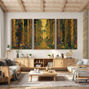 Gustav Klimt Style Forest Canvas Wall Art, Golden Forest Path Floral Art Nouveau Print, Enchanted Woodland Decor by MyGreatCanvas | Canvas Wall Art Prints | Photo Prints & Wall Decor