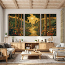 Gustav Klimt Style Forest Canvas Wall Art, Golden Forest Path Floral Art Nouveau Print, Enchanted Woodland Decor by MyGreatCanvas | Canvas Wall Art Prints | Photo Prints & Wall Decor