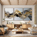 Black and Gold Abstract Wall Art, Modern Wave Canvas Print, Elegant Flowing Smoke Art, Luxury Living Room Decor by MyGreatCanvas | Canvas Wall Art Prints | Photo Prints & Wall Decor