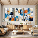 Blue Teal Abstract Canvas Wall Art, Modern Textured Painting Print, Navy Orange White Contemporary Art, Neutral Living Room Decor, Office Art by MyGreatCanvas | Canvas Wall Art Prints | Photo Prints & Wall Decor