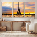 Paris Eiffel Tower Sunset Canvas Wall Art Print - Iconic
