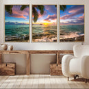 Framed Tropical Sunset Art Canvas Print