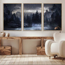 Night Landscape and Trees Wall Art Canvas Print