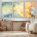 Green and Yellow Marble Fluid Effect Wall Art, Green and