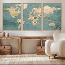 Classic World Map Canvas Print – Framed Vintage Map Wall by MyGreatCanvas | Canvas Wall Art Prints | Photo Prints & Wall Decor