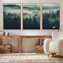 Misty Forest Wall Art Premium Canvas Print a Foggy and