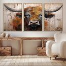 Scottish Highland Cow Cattle Art Print on Wood Style by MyGreatCanvas | Canvas Wall Art Prints | Photo Prints & Wall Decor