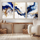 Golden Cascades on Midnight Blue – Deep Blue Abstract Wall by MyGreatCanvas | Canvas Wall Art Prints | Photo Prints & Wall Decor