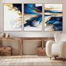 Gold Marble Art - Abstract Geode Gold And Blue Marble Shape