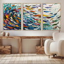 Modern Abstract Fish Shoal Wall Art Canvas Print, Colorful by MyGreatCanvas | Canvas Wall Art Prints | Photo Prints & Wall Decor