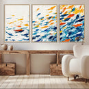Abstract Fish Shoal Wall Art Canvas Print, Colorful Fish